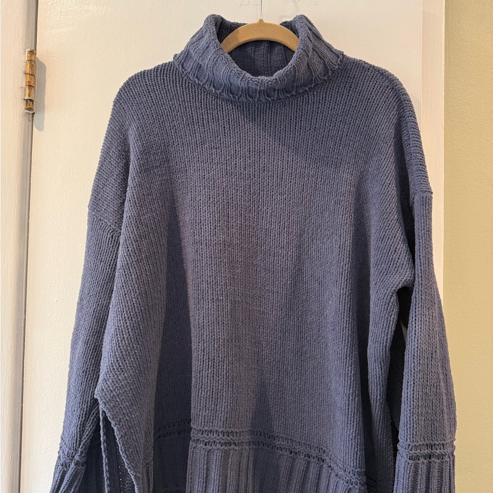 Aerie Slate Blue Cowl Neck Sweater